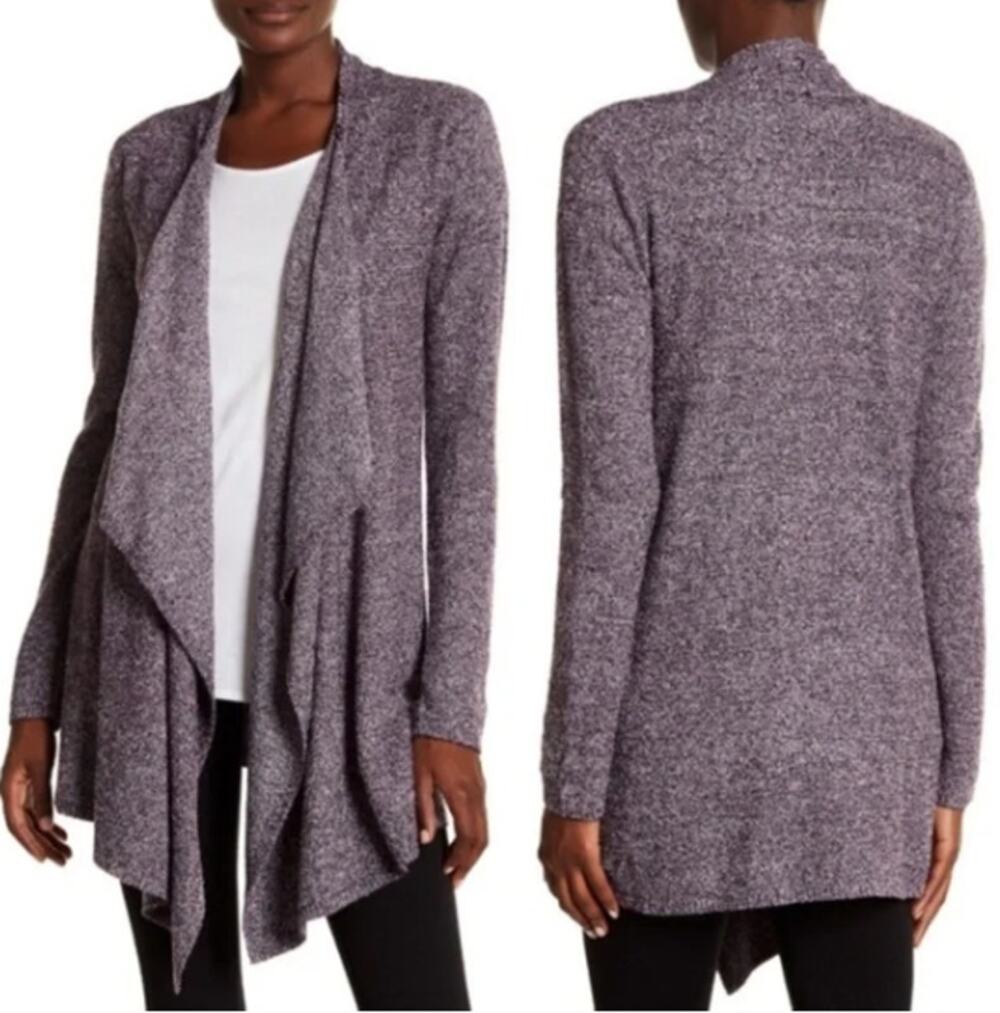 BAREFOOT DREAMS Bamboo CozyChic Lite Purple Calypso Wrap Cardigan, Size S/M